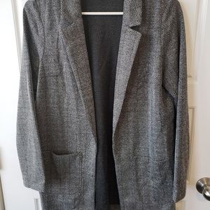 H&M Herringbone long blazer jersey jacket